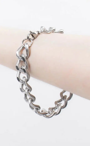 Caught Up Stainless Steel Bracelet-Cold Black Heart-Tragic Beautiful