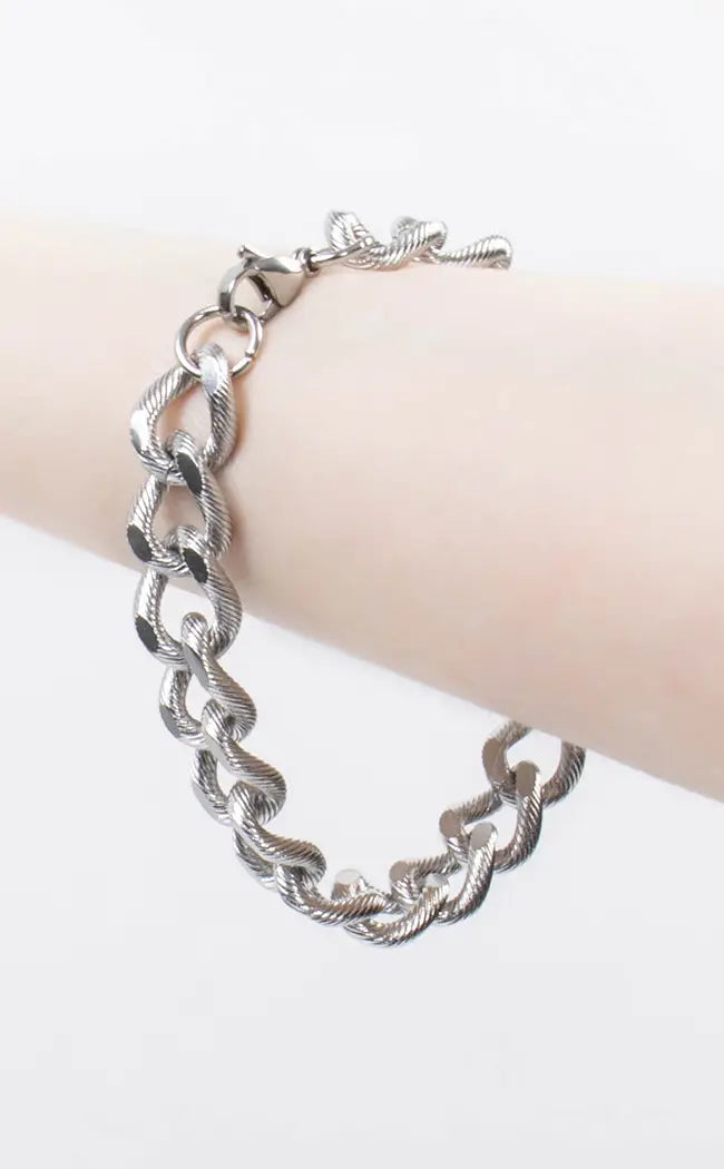 Caught Up Stainless Steel Bracelet-Cold Black Heart-Tragic Beautiful