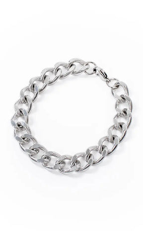 Caught Up Stainless Steel Bracelet-Cold Black Heart-Tragic Beautiful