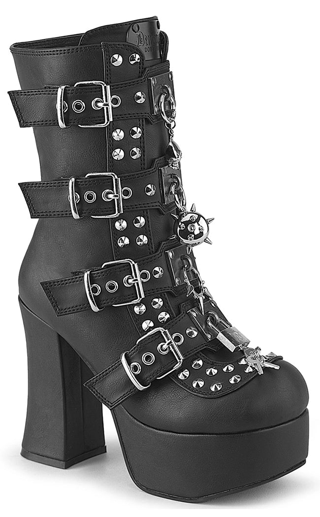 CHARADE-118 Black Vegan Leather Boots-Demonia-Tragic Beautiful