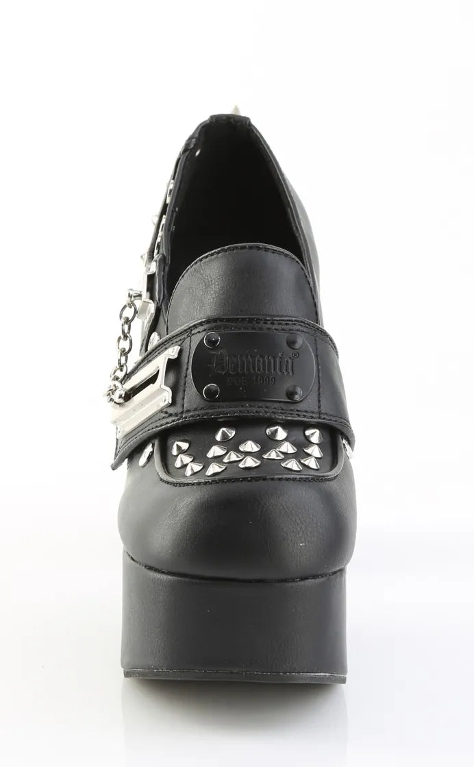 CHARADE-32 Black Vegan Leather Platform Loafer