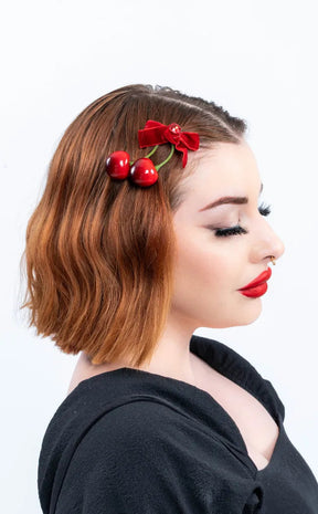 Cherry Bomb Bow Hair Clip