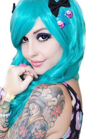 Classic Wavy Long Teal Wig-Rockstar Wigs-Tragic Beautiful