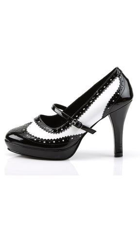 CONTESSA-06 Black White Gangster Mary Jane Heels-Funtasma-Tragic Beautiful