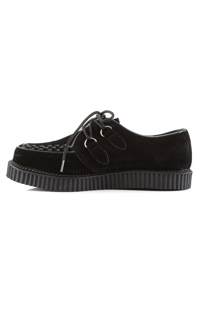 CREEPER-602S Black Suede Creepers-Demonia-Tragic Beautiful