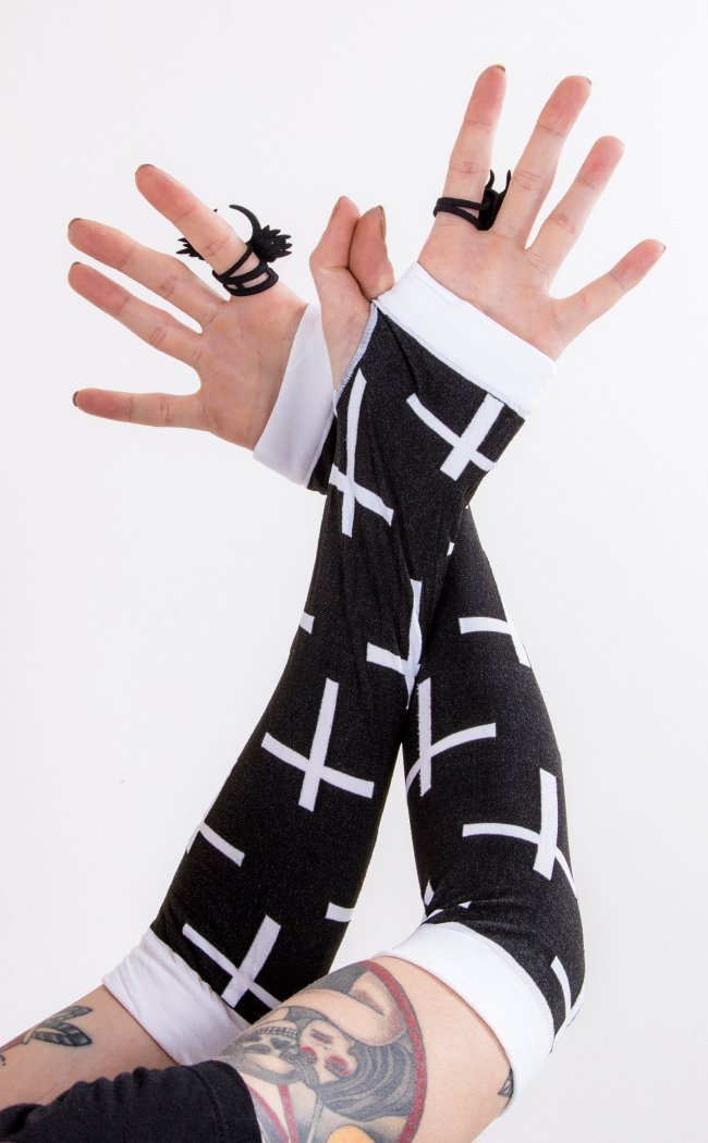 Cross Print Arm Warmers-Music Legs-Tragic Beautiful