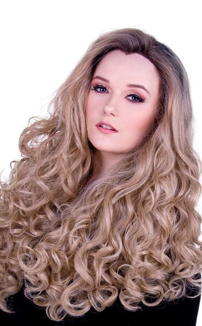 Curly Dark Roots Blonde Lace Front Wig-Rockstar Wigs-Tragic Beautiful