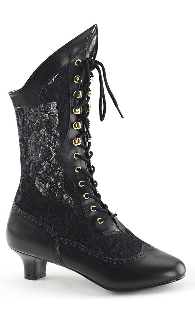 DAME-115 Black Lace Boots-Funtasma-Tragic Beautiful