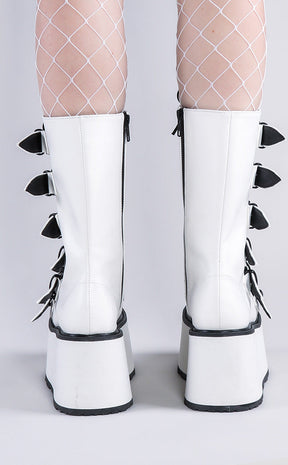 DAMNED-225 White Vegan Leather Boots-Demonia-Tragic Beautiful