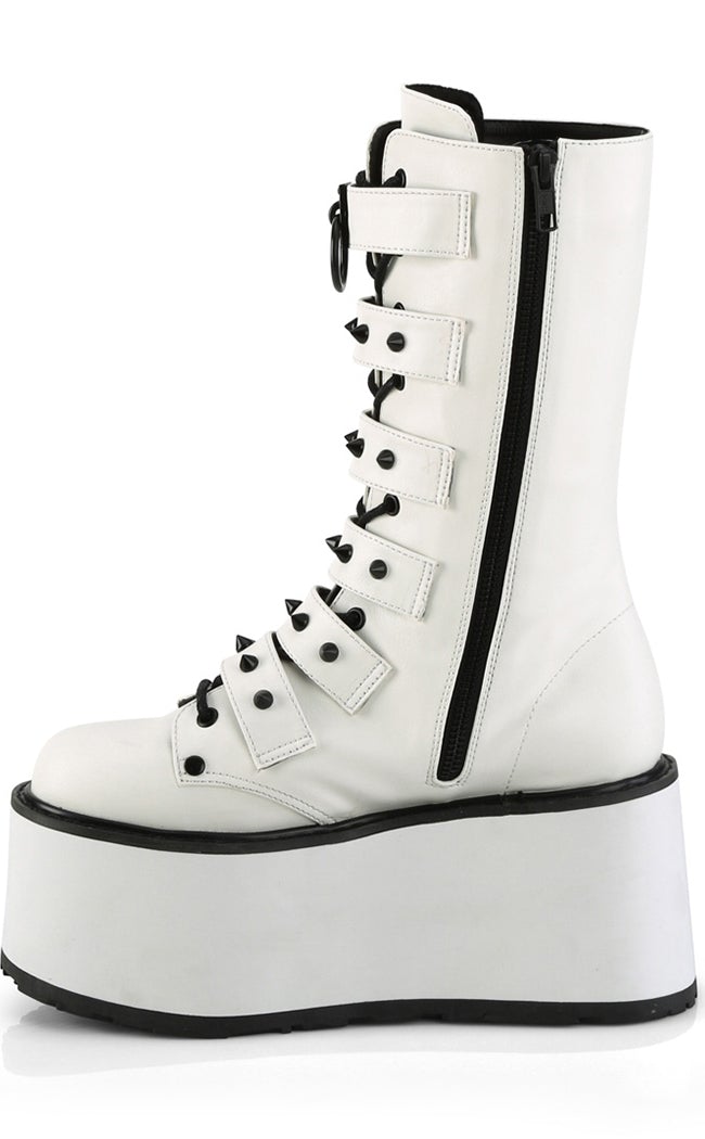 DAMNED-225 White Vegan Leather Boots-Demonia-Tragic Beautiful