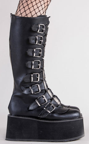 DAMNED-318 Black Vegan Leather Boots (AU Stock)-Demonia-Tragic Beautiful