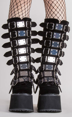 DAMNED-318 Black Velvet Boots (Au Stock)-Demonia-Tragic Beautiful