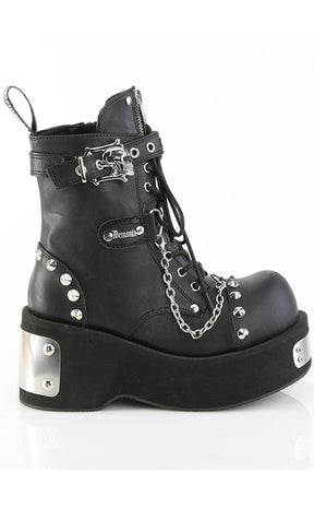 DANK-57 Black Vegan Leather Ankle Boots