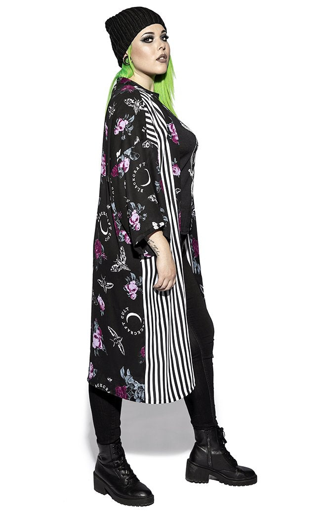 Dark Floral Long Duster Kimono-BlackCraft-Tragic Beautiful