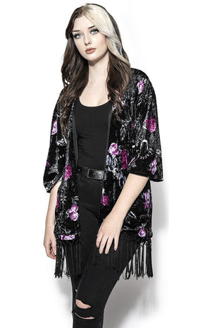 Dark Floral Velvet Kimono-BlackCraft-Tragic Beautiful