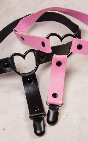 Dark Love You Garter | Pink-Cold Black Heart-Tragic Beautiful