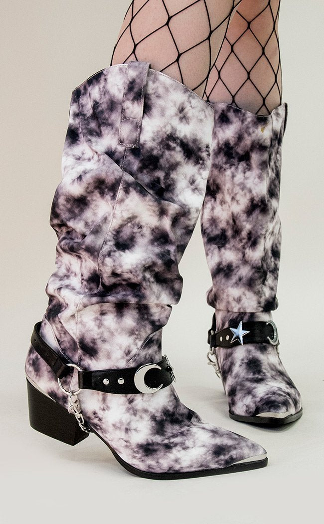 Death Proof Black Tie Dye Boots-Y.R.U-Tragic Beautiful