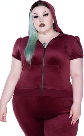 Dee-Lux Velvet Hoodie | Burgundy-Killstar-Tragic Beautiful