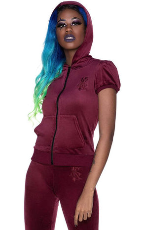 Dee-Lux Velvet Hoodie | Burgundy-Killstar-Tragic Beautiful