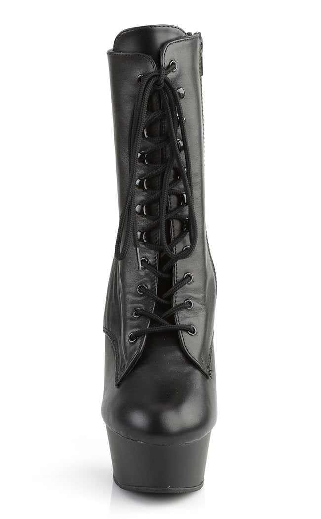 DELIGHT-1020 Black Leather Ankle Boots-Pleaser-Tragic Beautiful