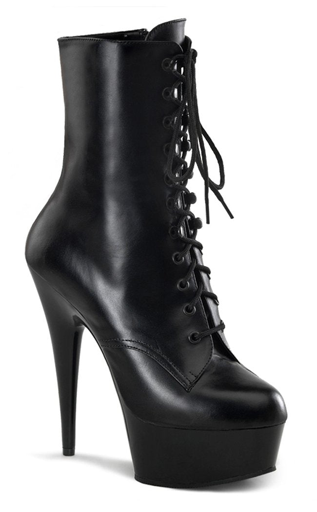 DELIGHT-1020 Black Leather Ankle Boots-Pleaser-Tragic Beautiful