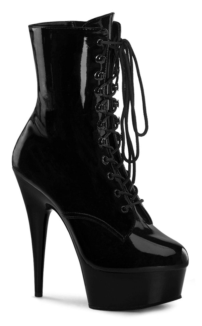 DELIGHT-1020 Black Patent Ankle Boots-Pleaser-Tragic Beautiful