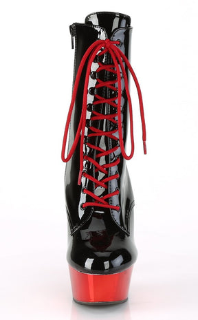 DELIGHT-1020 Black Patent Red Chrome Ankle Boots-Pleaser-Tragic Beautiful