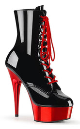 DELIGHT-1020 Black Patent Red Chrome Ankle Boots-Pleaser-Tragic Beautiful