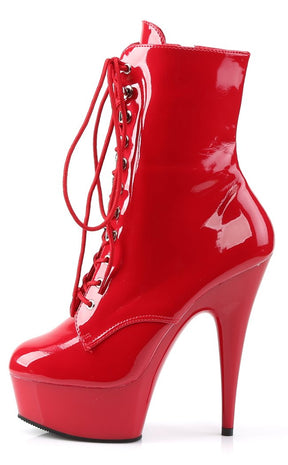 DELIGHT-1020 Red Patent Ankle Boots-Pleaser-Tragic Beautiful