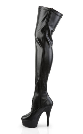 DELIGHT-3050 Black / Black Matte Thigh High Boots-Pleaser-Tragic Beautiful