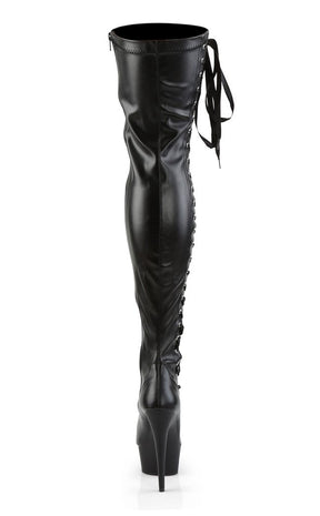 DELIGHT-3050 Black / Black Matte Thigh High Boots-Pleaser-Tragic Beautiful