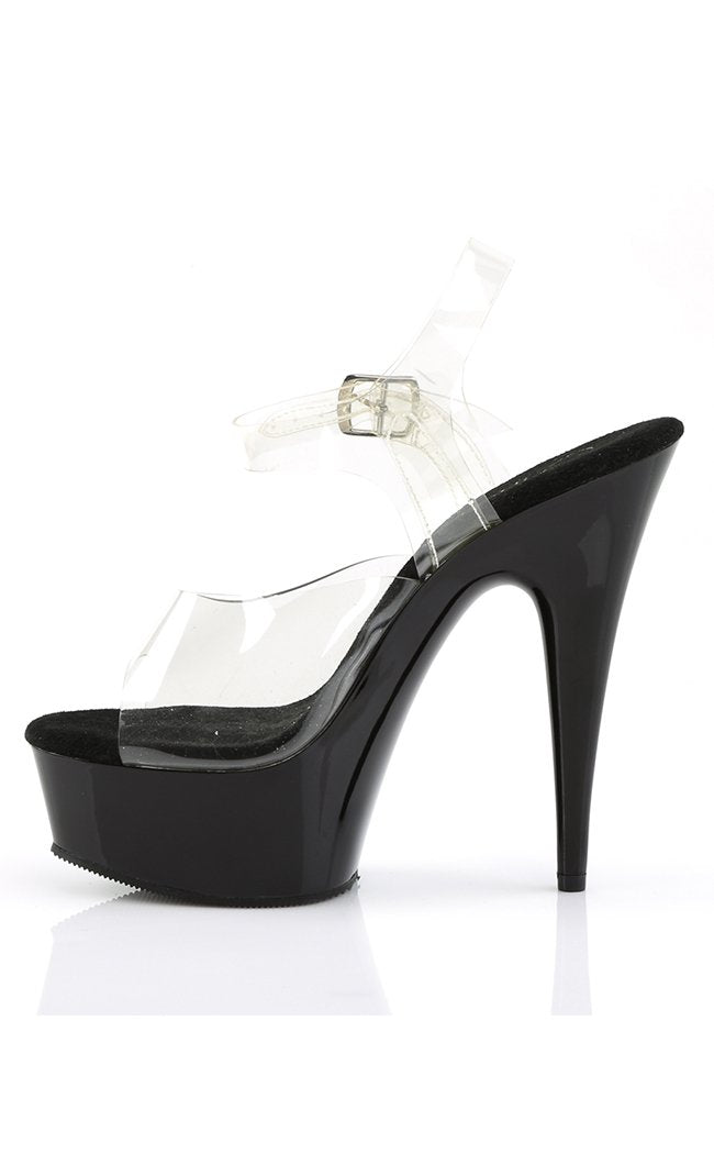 DELIGHT-608 Clear & Black Heels-Pleaser-Tragic Beautiful