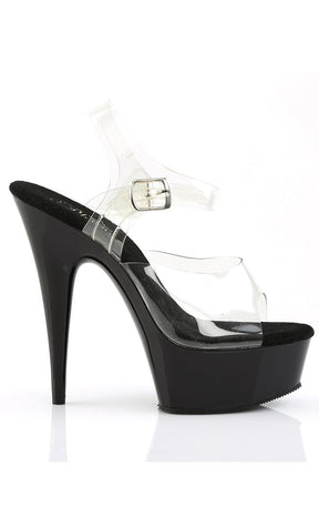 DELIGHT-608 Clear & Black Heels-Pleaser-Tragic Beautiful