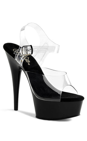 DELIGHT-608 Clear & Black Heels-Pleaser-Tragic Beautiful