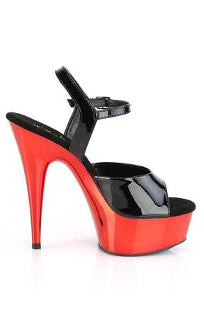 DELIGHT-609 Black Red Chrome Heels-Pleaser-Tragic Beautiful