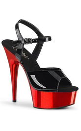 DELIGHT-609 Black Red Chrome Heels-Pleaser-Tragic Beautiful