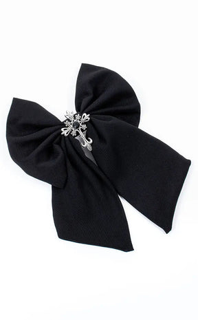 Desecration Bow Hair Clip | Black-Cold Black Heart-Tragic Beautiful