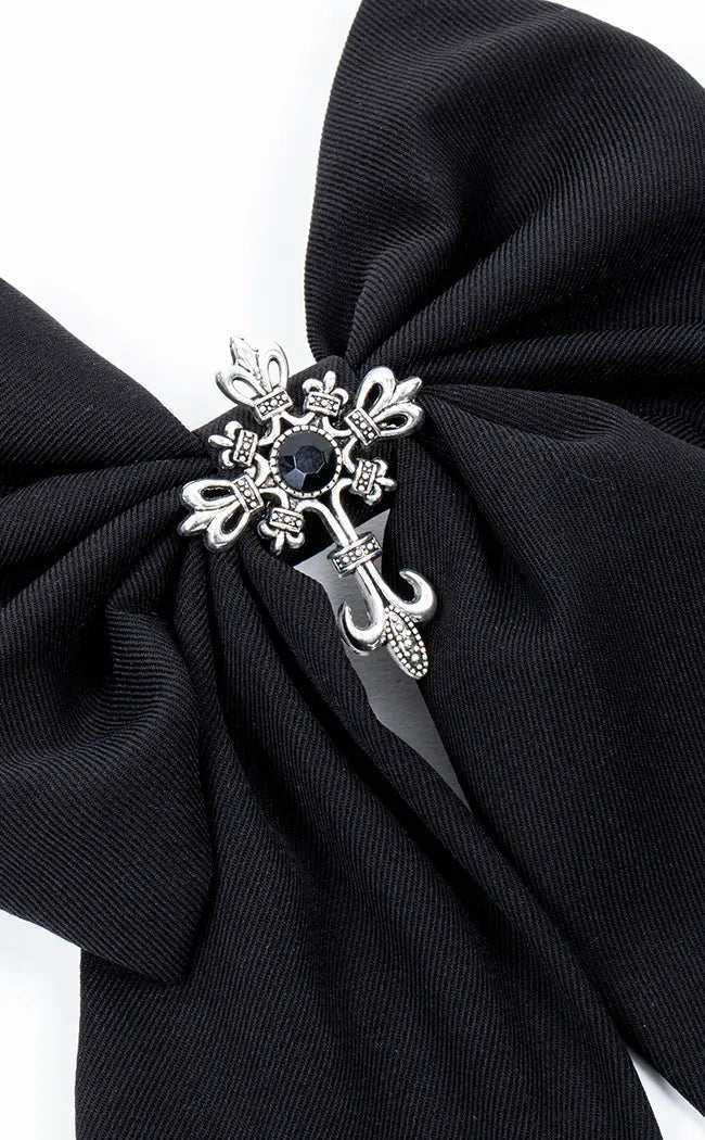 Desecration Bow Hair Clip | Black-Cold Black Heart-Tragic Beautiful