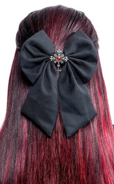 Desecration Bow Hair Clip | Red-Cold Black Heart-Tragic Beautiful