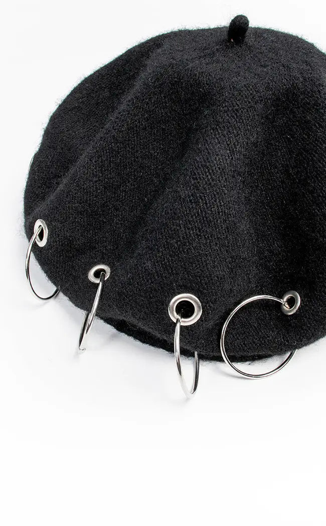 Distressed Beret-Cold Black Heart-Tragic Beautiful