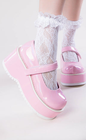 DOLLIE-01 Baby Pink Mary Janes-Demonia-Tragic Beautiful