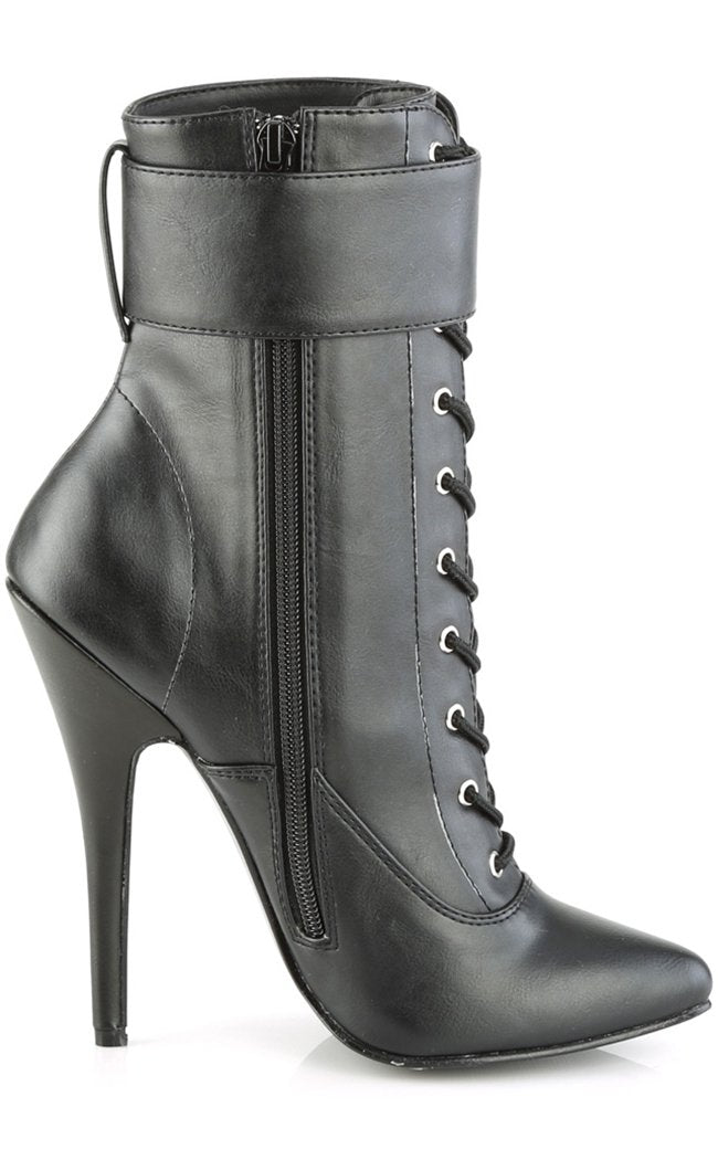 DOMINA-1023 Black Matte Ankle Boot-Devious-Tragic Beautiful