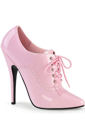 DOMINA-460 Baby Pink Patent Lace-Up Heel-Devious-Tragic Beautiful