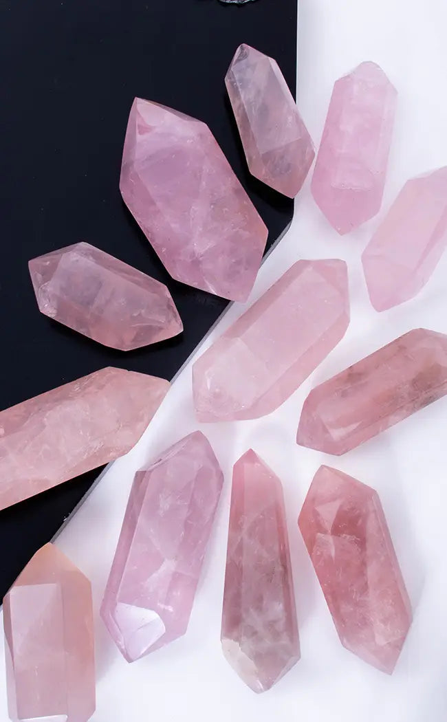 Double Terminated Gemmy Rose Quartz Points | A Grade XL-Crystals-Tragic Beautiful