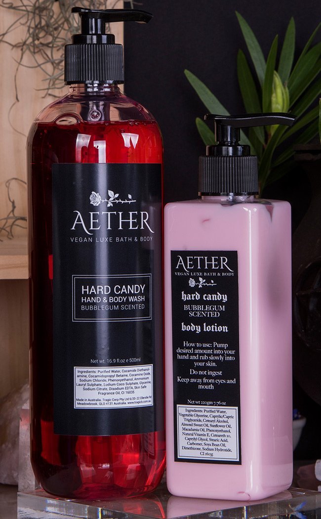 Duo Pack Body Wash and Lotion | Hard Candy Bubblegum-Aether-Tragic Beautiful