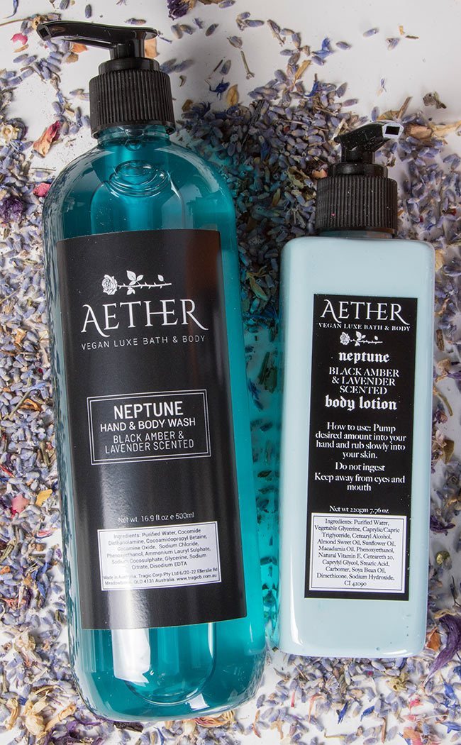 Duo Pack Body Wash and Lotion | Neptune Black Lavender & Amber-Aether-Tragic Beautiful