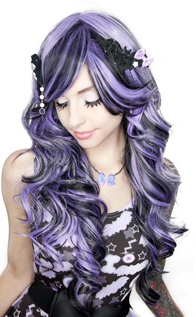 Duplicity Wig Creepie Cutie Lavender Black Wig-Rockstar Wigs-Tragic Beautiful