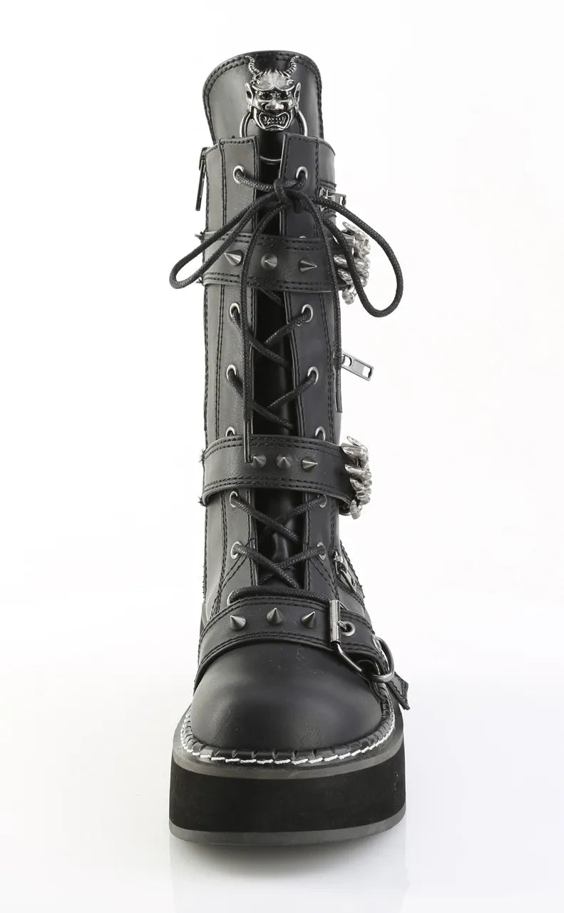 EMILY-82 Black Vegan Leather Platform Boots