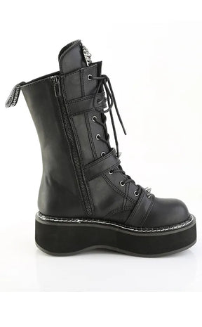 EMILY-82 Black Vegan Leather Platform Boots