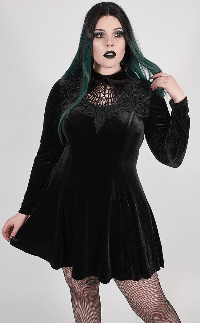 Ensnared Velvet Dress | Black | Plus Size-Punk Rave-Tragic Beautiful